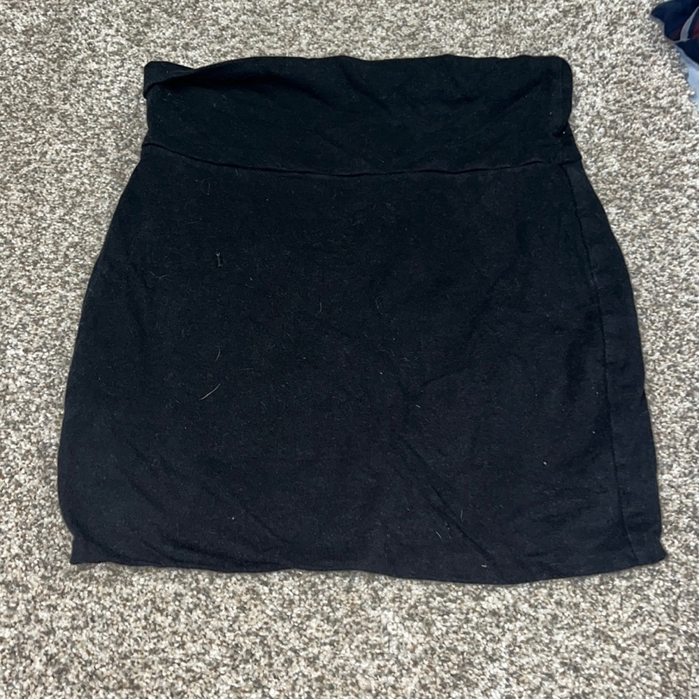 black cotton mini skirt